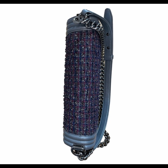 Chanel Purple Tweed  Medium Boy Bag - Picture 5 of 9